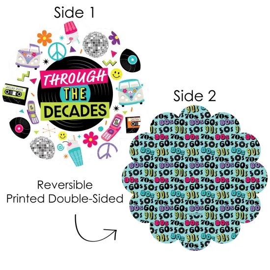 Big Dot of Happiness Through the Decades - 50s, 60s, 70s, 80s, and 90s Party Round Table Decorations - Paper Chargers - Place Setting For 12 {4}