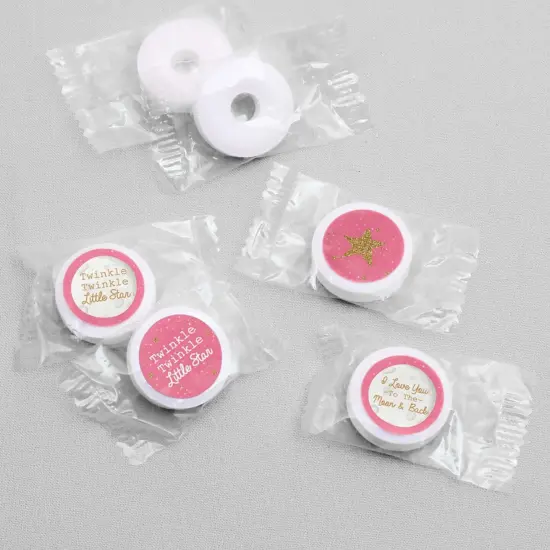 Big Dot of Happiness Pink Twinkle Twinkle Little Star - Party Round Candy Sticker Favors - Labels Fits Chocolate Candy (1 sheet of 108) {4}