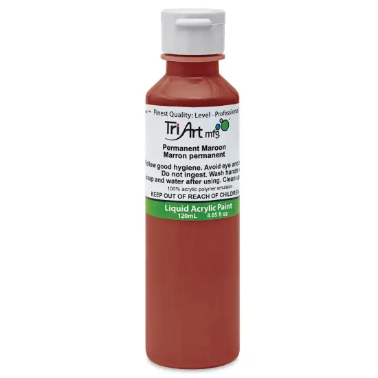 Tri-Art Liquid Artist Acrylics - Permanent Maroon, 120 ml bottle {1}