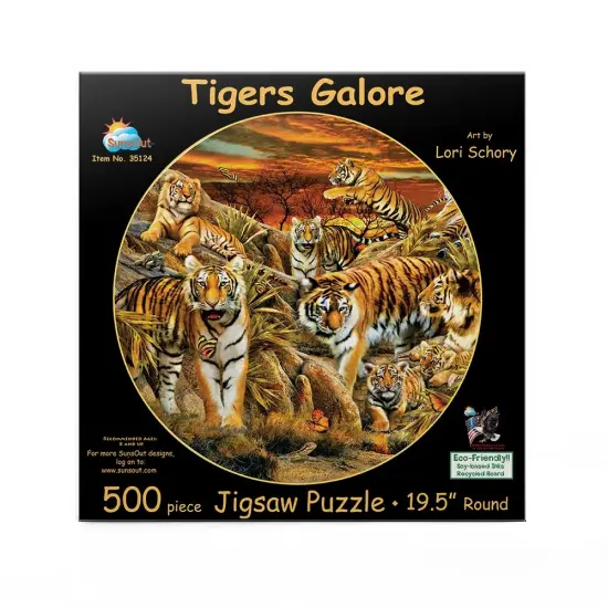Sunsout Tigers Galore 500 pc Round Jigsaw Puzzle 35124 {4}