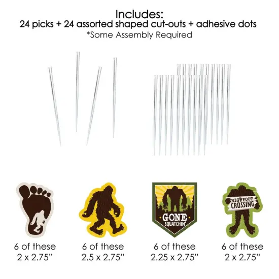 Big Dot of Happiness Sasquatch Crossing - Dessert Cupcake Toppers - Bigfoot Party or Birthday Party Clear Treat Picks - Set of 24 {7}