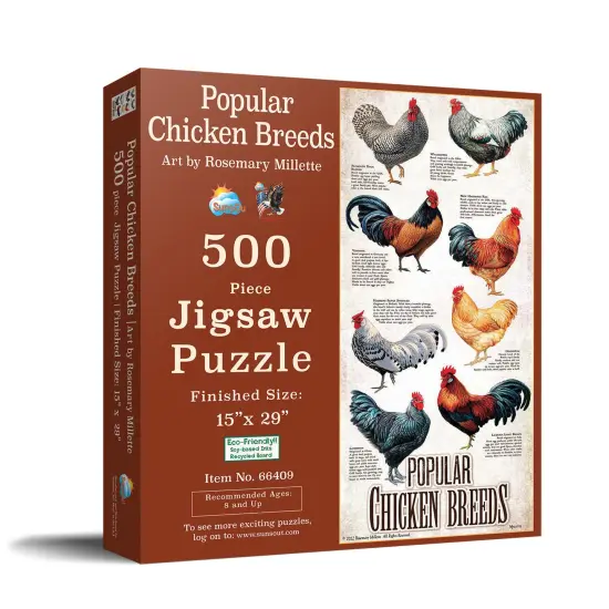 Sunsout Popular Chicken Breeds 500 pc Jigsaw Puzzle 66409 {3}