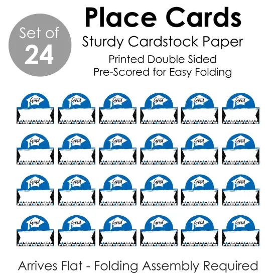 Big Dot of Happiness Blue Grad - Best is Yet to Come - Royal Blue Graduation Party Tent Buffet Card - Table Setting Name Place Cards - Set of 24 {7}