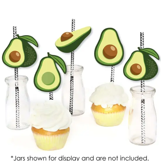 Big Dot of Happiness Hello Avocado - Paper Straw Decor - Fiesta Party Striped Decorative Straws - Set of 24 {6}