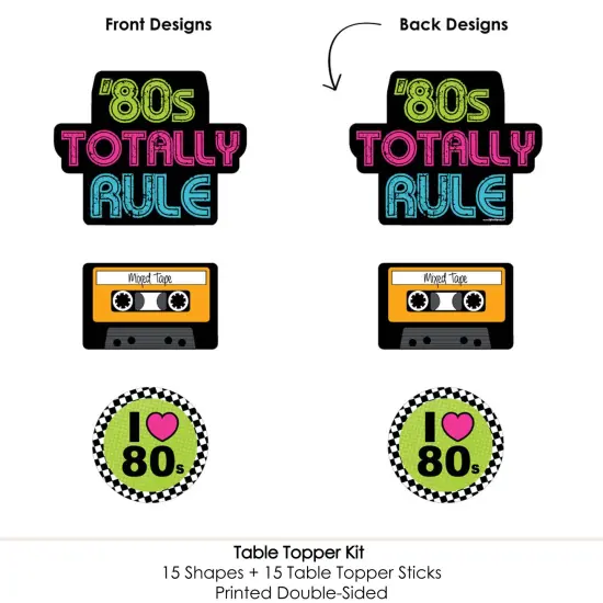 Big Dot of Happiness 80's Retro - Totally 1980s Party Centerpiece Sticks - Table Toppers - Set of 15 {6}