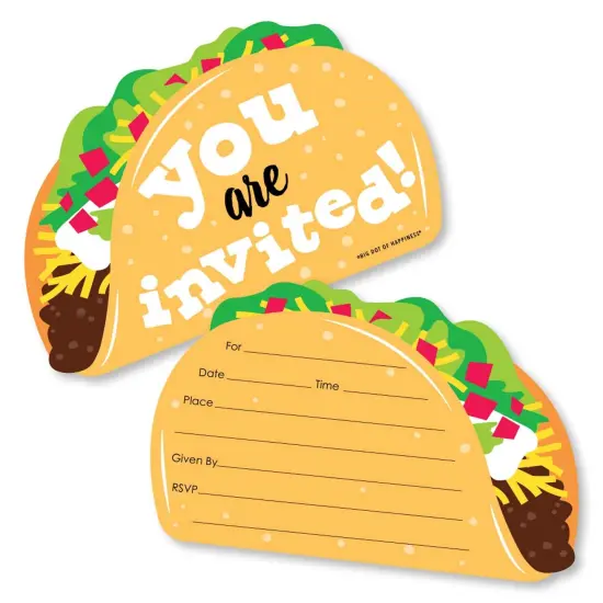 Big Dot of Happiness Taco 'Bout Fun - Shaped Fill-in Invitations - Fiesta Invitation Cards with Envelopes - Set of 12 {1}