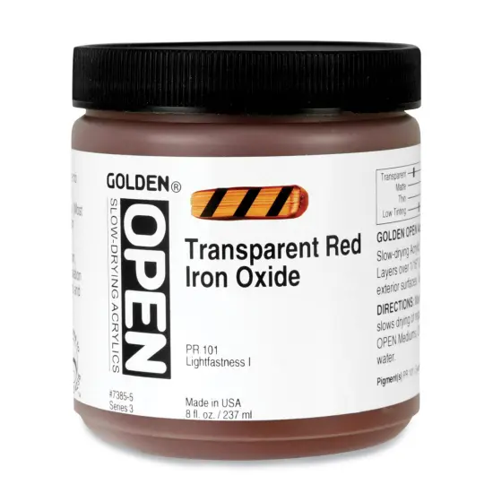 Golden Open Acrylics - Transparent Red Iron Oxide, 8 oz Jar {1}
