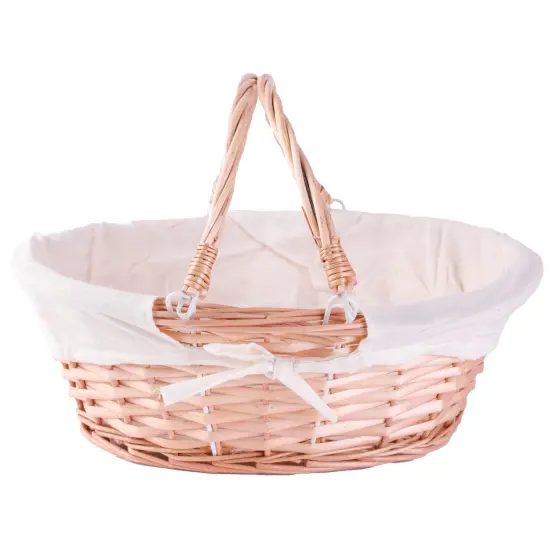 Wicker Willow Picnic Basket with Double Drop-Down Handles - Perfect as Gift basket for all Occasions like Halloween, Thanksgiving and Easter, with Liner {3}