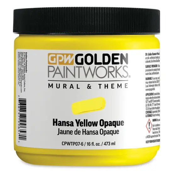 Golden Paintworks Mural and Theme Acrylic Paint - Hansa Yellow Opaque, 16 oz, Jar {1}
