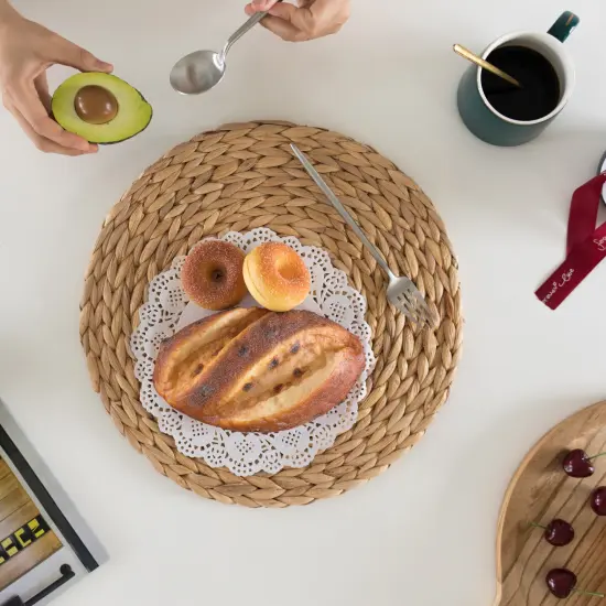 15" Decorative Weave Water Hyacinth Round Mat Charger Plates for Dining Table {5}