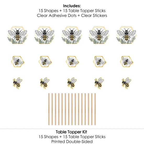 Big Dot of Happiness Little Bumblebee - Bee Baby Shower or Birthday Party Centerpiece Sticks - Table Toppers - Set of 15 {7}