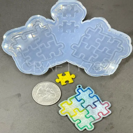 Puzzle Dangle Earring Silicone Mold (C13) {4}
