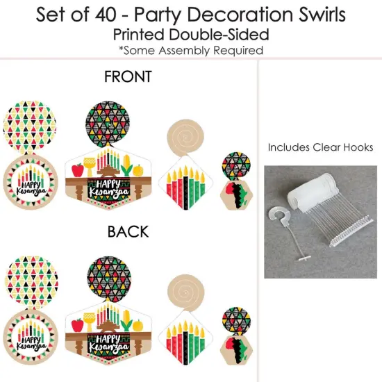 Big Dot of Happiness Happy Kwanzaa - Party Decor - Party Decoration Swirls - Set of 40 {7}