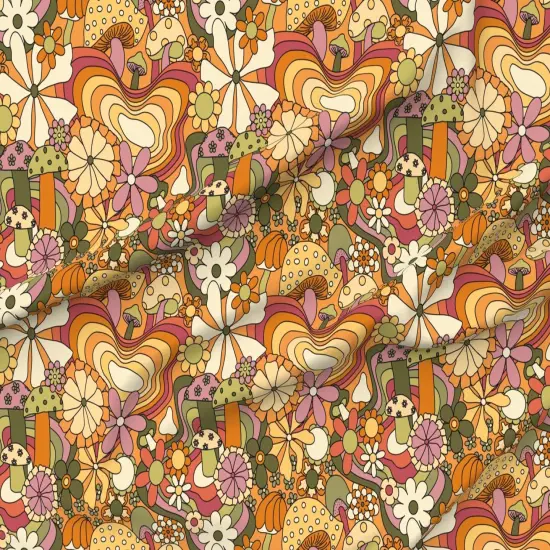 Various Fabrics by the Yard or Fat Quarter Retro Vintage Floral Hippie Groovy 70S 60S Bohemian Boho Daisy Custom Printed Fabric by Spoonflower {6}