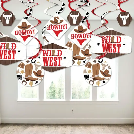 Big Dot of Happiness Western Hoedown - Wild West Cowboy Party Hanging Decor - Party Decoration Swirls - Set of 40 {4}