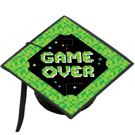 Big Dot of Happiness Game Over - Video Game Graduation Cap Decorations Kit - Grad Cap Cover {1}
