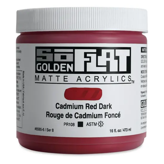 Golden SoFlat Matte Acrylic Paint - Cadmium Red Dark, 473 ml, Jar {1}
