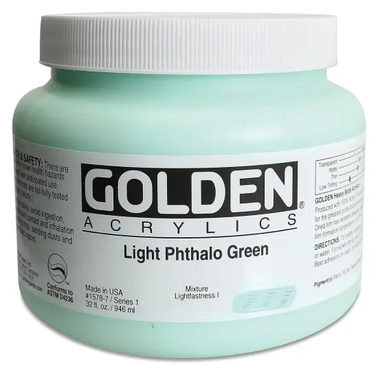 Golden Heavy Body Artist Acrylics - Light Phthalo Green, 32 oz {2}