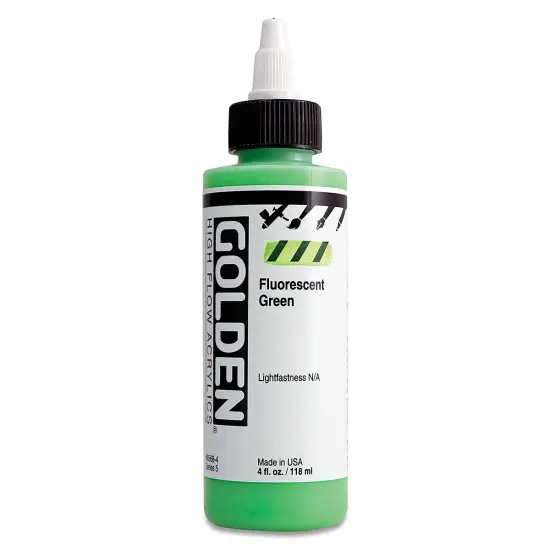 Golden High Flow Acrylics - Fluorescent Green, 4 oz bottle {2}