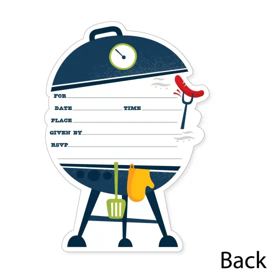 Big Dot of Happiness Fire Up the Grill - Shaped Fill-In Invitations - Summer BBQ Picnic Party Invitation Cards with Envelopes - Set of 12 {6}