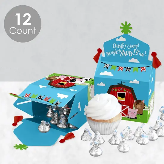 Big Dot of Happiness Farm Animals - Treat Box Party Favors - Barnyard Baby Shower or Birthday Party Goodie Gable Boxes - Set of 12 {4}