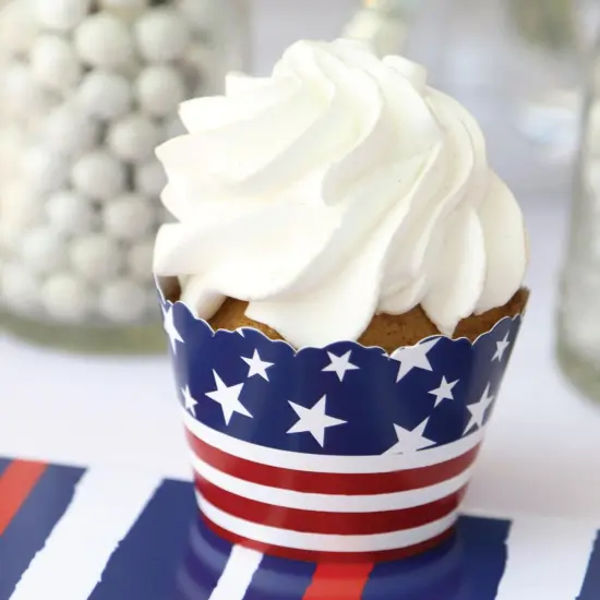 Big Dot of Happiness Stars and Stripes - Memorial Day, 4th of July, & Labor Day USA Patriotic Party Cupcake Decor - Party Cupcake Wrappers - Set of 12 {6}