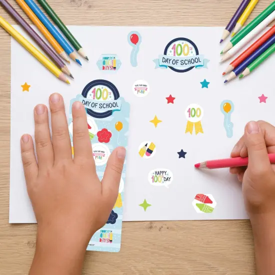 Big Dot of Happiness Happy 100th Day of School - 100 Days Party Favor Kids Stickers - 16 Sheets - 256 Stickers {7}