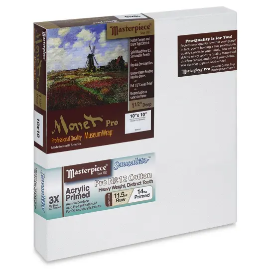 Masterpiece Monet Pro Sausalito Cotton Canvas - 10" x 10", Acrylic-Primed {1}