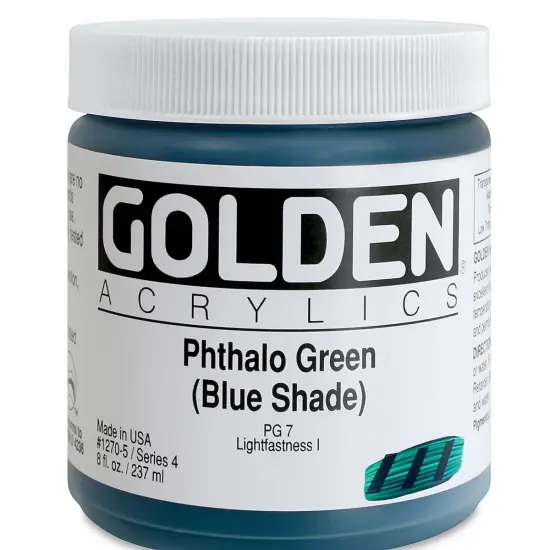 Golden Heavy Body Artist Acrylics - Phthalo Green (Blue Shade), 8 oz Jar {2}