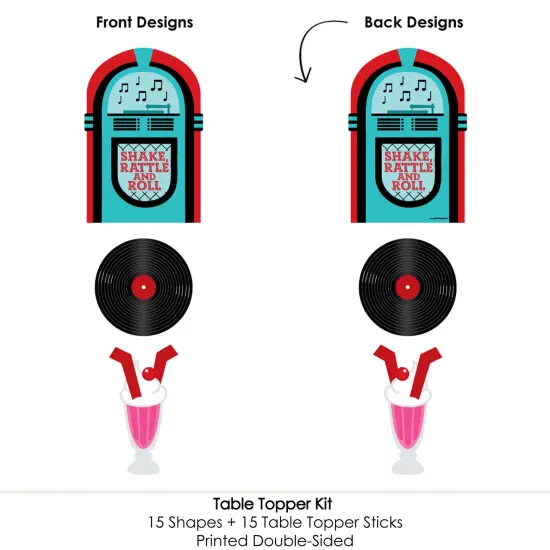 Big Dot of Happiness 50's Sock Hop - 1950s Rock N Roll Party Centerpiece Sticks - Table Toppers - Set of 15 {6}