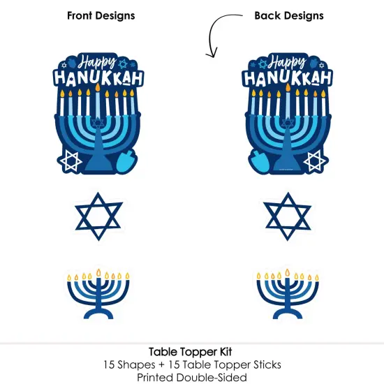 Big Dot of Happiness Hanukkah Menorah - Chanukah Holiday Party Centerpiece Sticks - Table Toppers - Set of 15 {6}