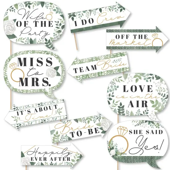 Big Dot of Happiness Funny Boho Botanical Bride - Greenery Bridal Shower and Wedding Party Photo Booth Props Kit - 10 Piece {1}
