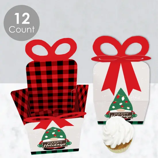 Big Dot of Happiness Red and Green Holiday Gnomes - Square Favor Gift Boxes - Christmas Party Bow Boxes - Set of 12 {4}