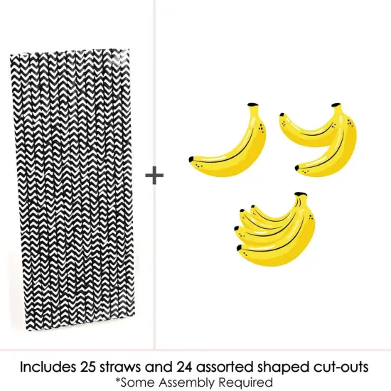 Big Dot of Happiness Let's Go Bananas - Paper Straw Decor - Tropical Party Striped Decorative Straws - Set of 24 {4}
