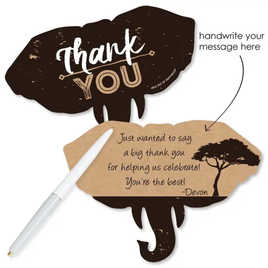 Big Dot of Happiness Wild Safari - Shaped Thank You Cards - African Jungle Birthday Party or Baby Shower Thank You Cards with Envelopes - Set of 12 {3}