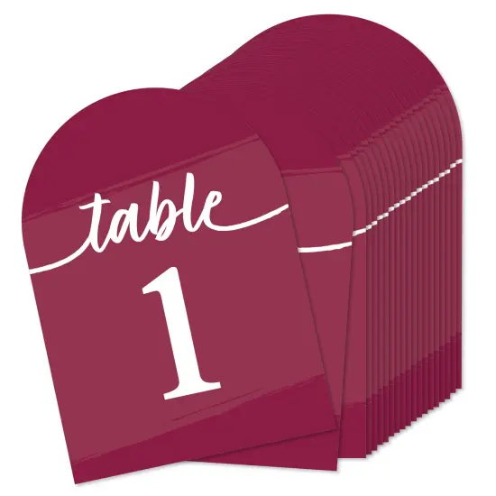 Big Dot of Happiness Burgundy Elegantly Simple - Wedding Receptions, Parties or Events Double-Sided 5 x 7 inches Cards - Table Numbers - 1-20 {1}