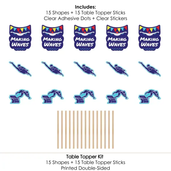 Big Dot of Happiness Making Waves - Swim Team - Swimming Party or Birthday Party Centerpiece Sticks - Table Toppers - Set of 15 {7}