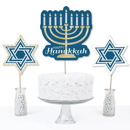 Big Dot of Happiness Happy Hanukkah - Chanukah Party Centerpiece Sticks - Table Toppers - Set of 15 {4}