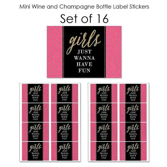 Big Dot of Happiness Girls Night Out - Mini Wine and Champagne Bottle Label Stickers - Bachelorette Party Favor Gift for Women and Men - Set of 16 {7}