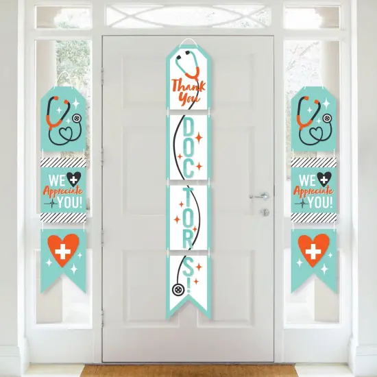 Big Dot of Happiness Thank You Doctors - Hanging Vertical Paper Door Banners - Doctor Appreciation Week Wall Decoration Kit - Indoor Door Decor {1}