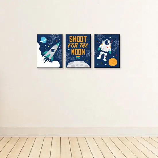Big Dot of Happiness Blast Off to Outer Space - Rocket Ship Nursery Wall Art & Kids Room Decorations - Gift Ideas - 7.5 x 10 inches - Set of 3 Prints {4}