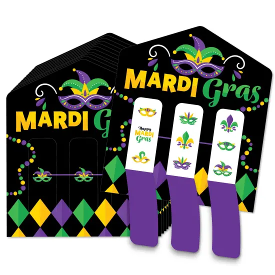 Big Dot of Happiness Colorful Mardi Gras Mask - Masquerade Party Game Pickle Cards - Pull Tabs 3-in-a-Row - Set of 12 {1}