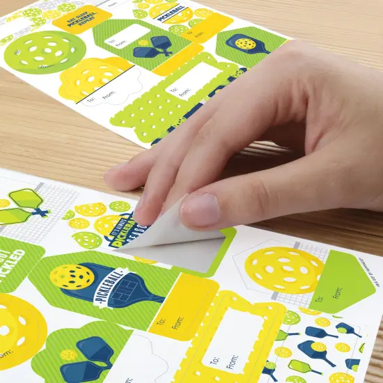 Big Dot of Happiness Let&rsquo;s Rally - Pickleball Assorted Birthday or Retirement Party Gift Tag Labels - To and From Stickers - 12 Sheets - 120 Stickers {6}