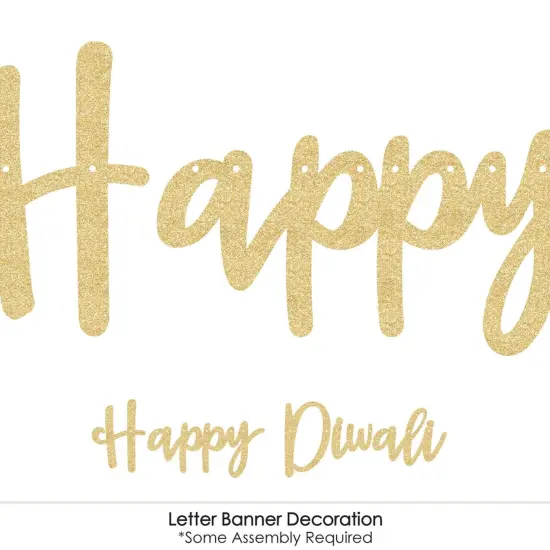 Big Dot of Happiness Happy Diwali - Festival of Lights Party Letter Banner Decor - 36 Banner Cutouts & No-Mess Real Gold Glitter Diwali Banner Letters {6}