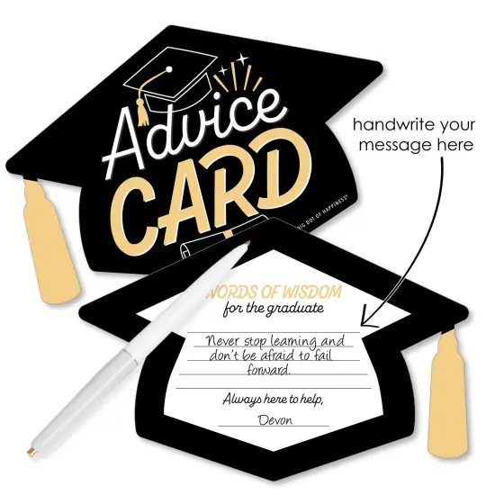 Big Dot of Happiness Goodbye High School, Hello College - Grad Cap Wish Card Graduation Party Activities - Shaped Advice Cards Game - Set of 20 {3}