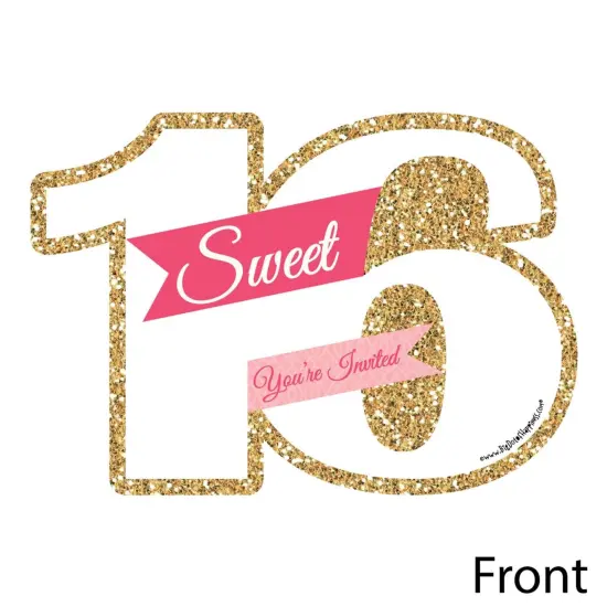 Big Dot of Happiness Sweet 16 - 16th Birthday - Shaped Fill-in Invitations - 16th Birthday Party Invitation Cards with Envelopes - Set of 12 {3}