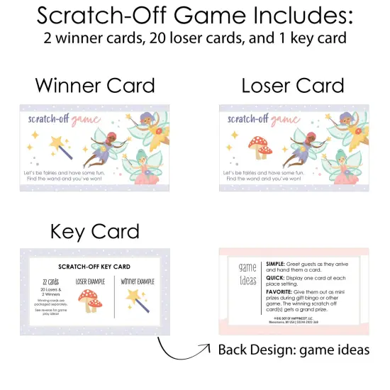 Big Dot of Happiness Let's Be Fairies - Fairy Garden Birthday Party Game Scratch Off Cards - 22 Count {6}
