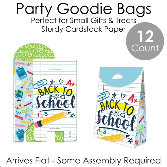 Big Dot of Happiness Back to School - First Day of School Classroom Gift Favor Bags - Party Goodie Boxes - Set of 12 {7}