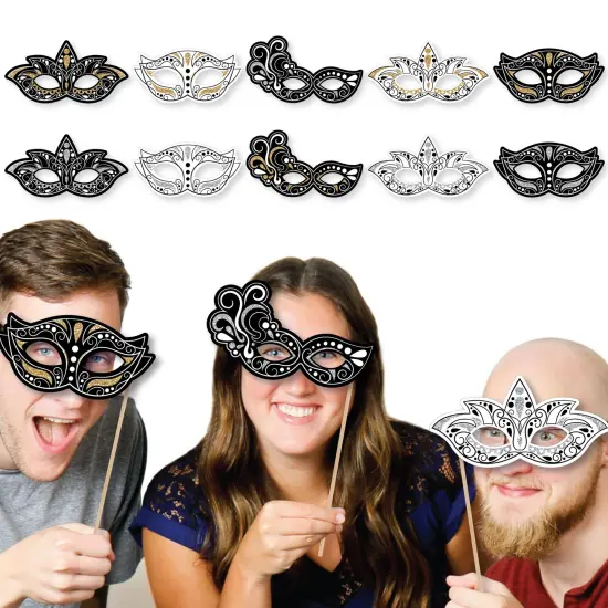 Big Dot of Happiness Masquerade Masks - Paper Card Stock Carnival Mask Party Photo Booth Props Kit - 10 Count {3}