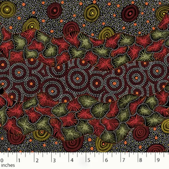 Wild Seed Waterhole Black Australian Aboriginal Cotton Fabric by M S Textiles {2}